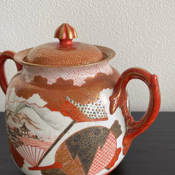 "Dainippon Kutani" fan sugar pot